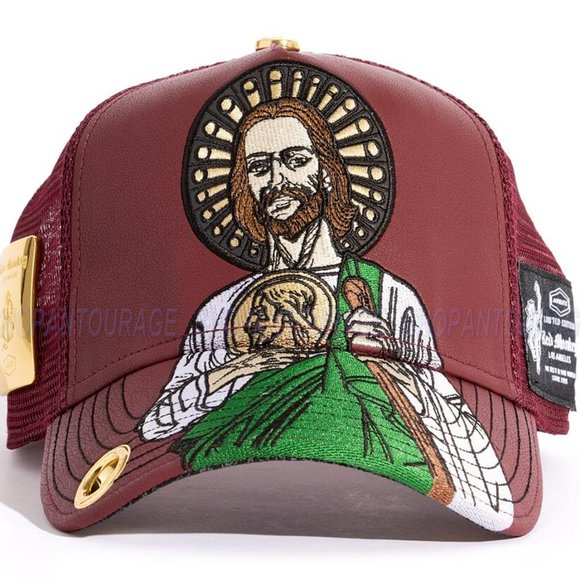 Red Monkey San Judas 2 Burgundy Limited Unisex Trucker Hat RM1480 Cap + Coin - Picture 3 of 10